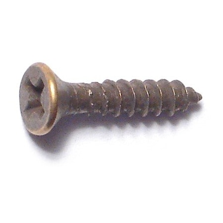 Midwest Fastener Wood Screw, #5, 5/8 in, Plain Brass Flat Head Phillips Drive, 50 PK 69893